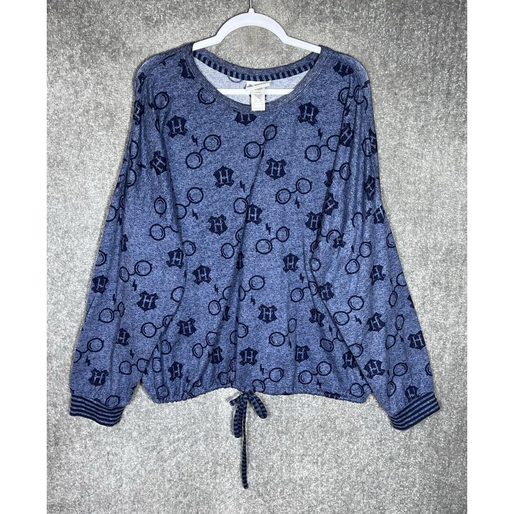 Wizarding World Of Harry Potter Pajama Top Womens Size XXL Blue Drawstring‎ Hem